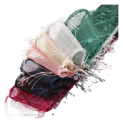 25mm-50mm Tassel Edge شريط الأورغنزا البوليستر للزهور الشوكولاته تحفيل الهدايا وتزيين الملابس