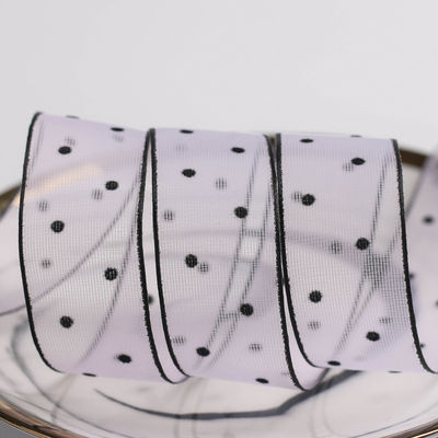 10mm-60mm Dot Velvet Wired Ribbon تطريز شريط مخملي مزدوج الجانبين
