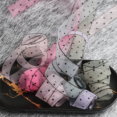 10mm-60mm Dot Velvet Wired Ribbon تطريز شريط مخملي مزدوج الجانبين