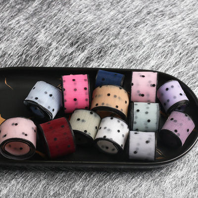 10mm-60mm Dot Velvet Wired Ribbon تطريز شريط مخملي مزدوج الجانبين