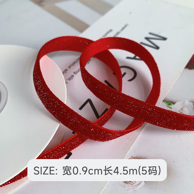 شريط مخملي لامع 6mm-38mm شريط مخملي أحمر عميق ناعم