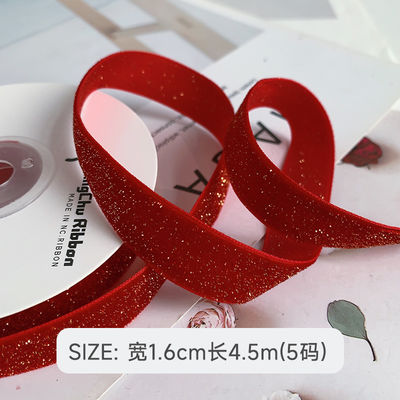 شريط مخملي لامع 6mm-38mm شريط مخملي أحمر عميق ناعم