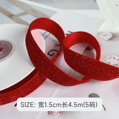 شريط مخملي لامع 6mm-38mm شريط مخملي أحمر عميق ناعم