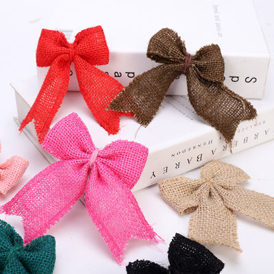 8cm*11cm قوس شريط الجوت الأخضر الوردي الزخرفي القوس الشريط