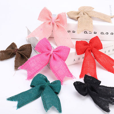 8cm*11cm قوس شريط الجوت الأخضر الوردي الزخرفي القوس الشريط