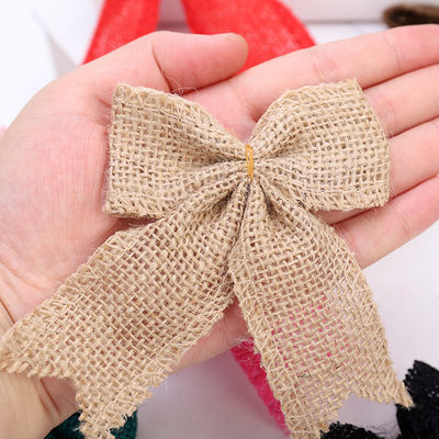 8cm*11cm قوس شريط الجوت الأخضر الوردي الزخرفي القوس الشريط
