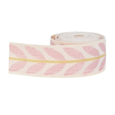 25mm*2y Jacquard Leaf Ribbon صديقة للبيئة شريط عيد الميلاد