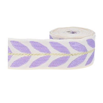 25mm*2y Jacquard Leaf Ribbon صديقة للبيئة شريط عيد الميلاد