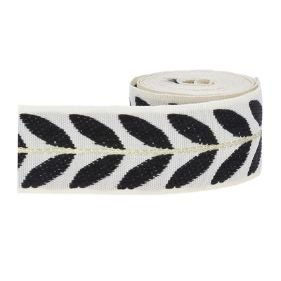 25mm*2y Jacquard Leaf Ribbon صديقة للبيئة شريط عيد الميلاد
