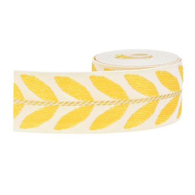 25mm*2y Jacquard Leaf Ribbon صديقة للبيئة شريط عيد الميلاد