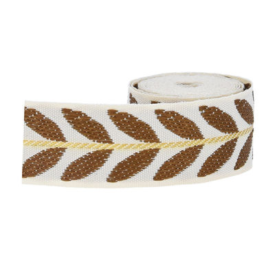25mm*2y Jacquard Leaf Ribbon صديقة للبيئة شريط عيد الميلاد