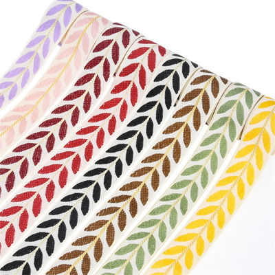 25mm*2y Jacquard Leaf Ribbon صديقة للبيئة شريط عيد الميلاد