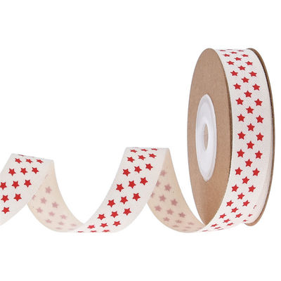 شريط هدية عيد الميلاد 15mm*3y شريط قطني أبيض مطبوع للحصول على الهدايا