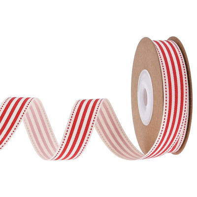 شريط هدية عيد الميلاد 15mm*3y شريط قطني أبيض مطبوع للحصول على الهدايا