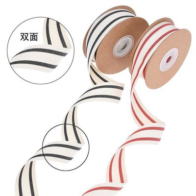 شريط القطن المخطط الأسود والأحمر من 10mm-38mm*10y للتعبئة والتغليف الهدايا ومكونات الملابس